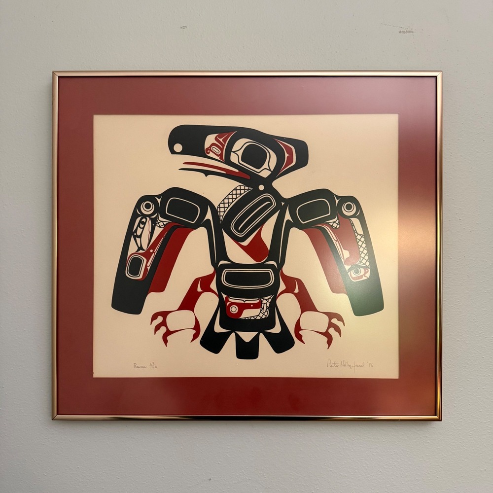 Vintage 1976 Peter Hilgeford "Raven" Pacific Northwest Native Art Print S/N